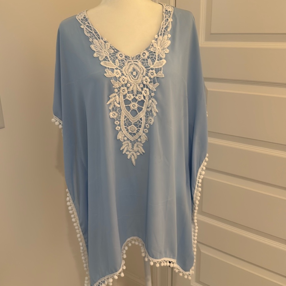 Baby blue bathing suit cover up